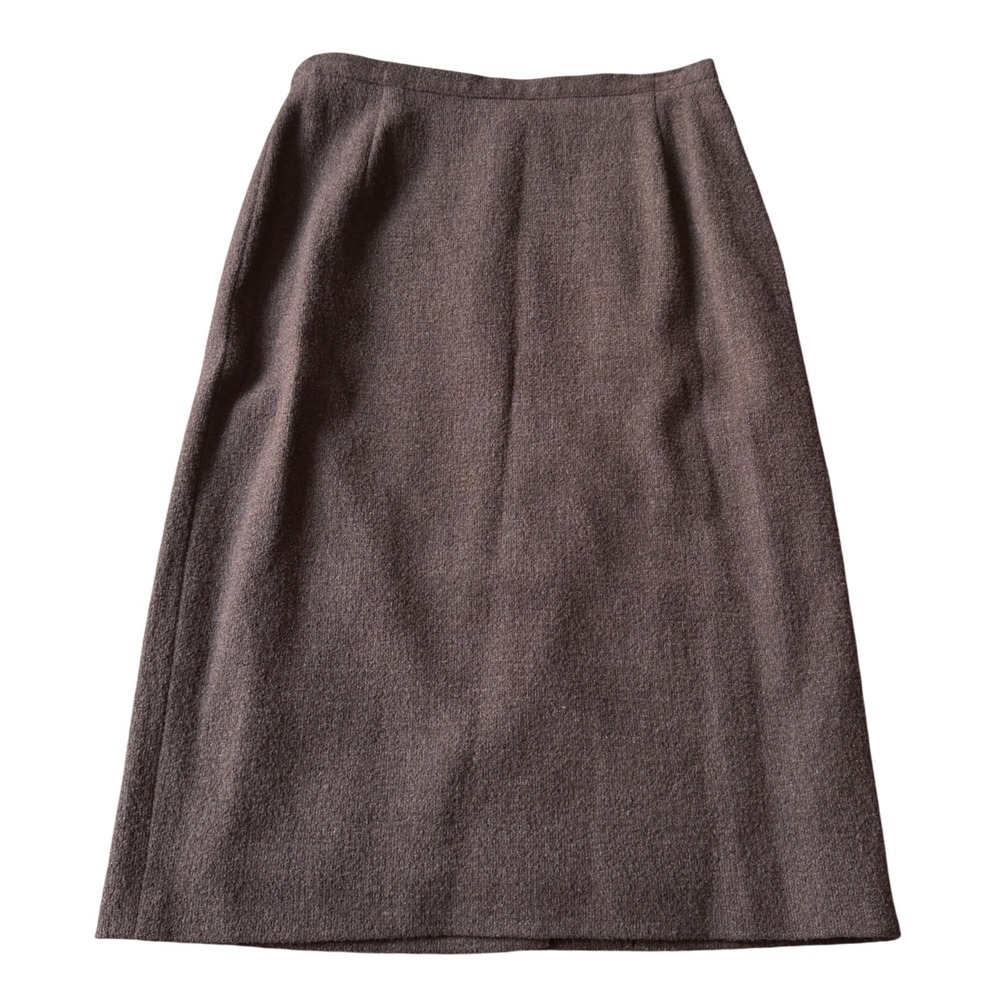 Giorgio Armani Le Collezioni Brown Wool Blend Skirt Suit Set Made in Italy 12/8 - Picture 12 of 16
